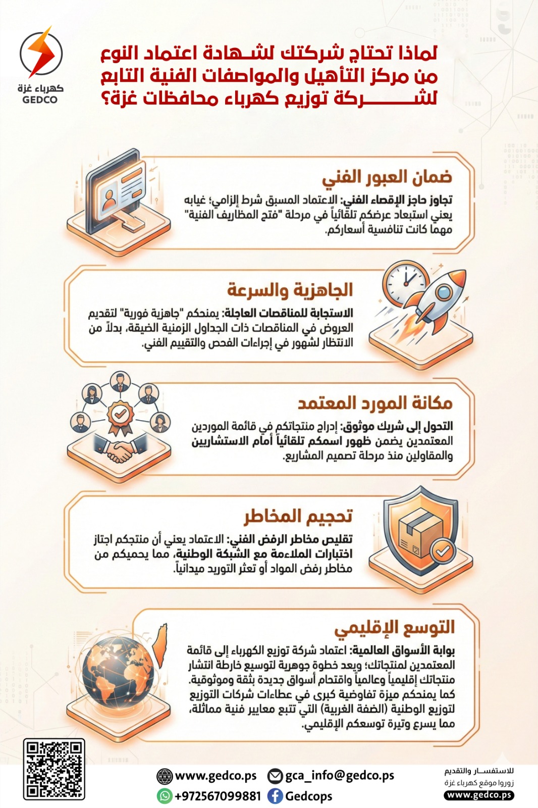 لماذا تحتاج شركتك لشهادة اعتماد النوع من مركز التأهيل والمواصفات الفنية التابع لشركة توزيع كهرباء محافظات غزة؟